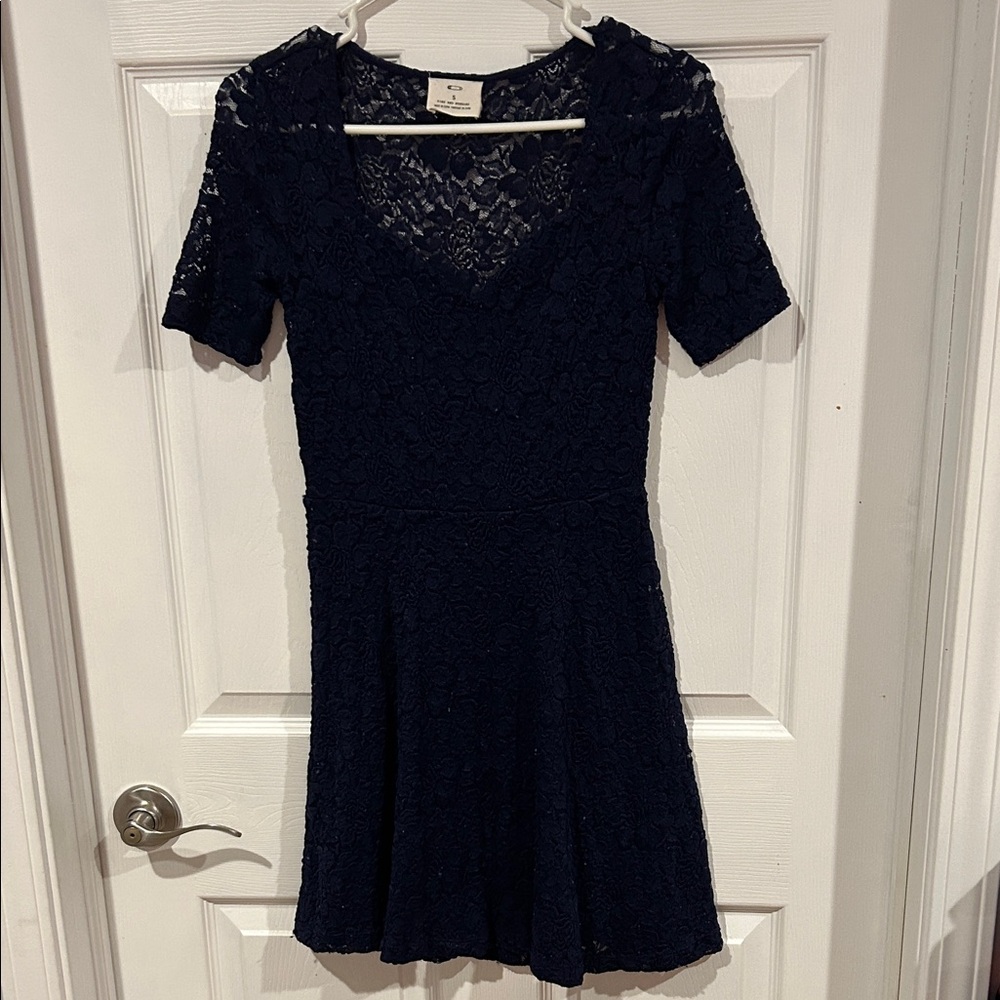 Pins & Needles Dark Blue Lace Mini Dress